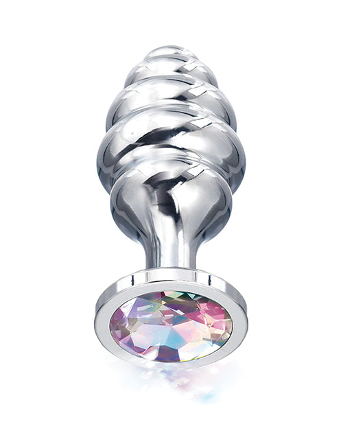 Nixie Anal Product Small Ribbed Metal Butt Plug Rainbow Jewel for Comfortable Sensation and Safe Anal Play