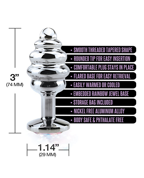 Nixie Anal Product Small Ribbed Metal Butt Plug Rainbow Jewel for Comfortable Sensation and Safe Anal Play