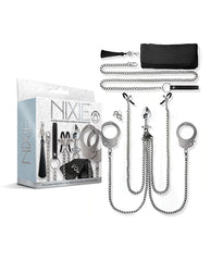 Nixie Bondage Kit 8 Piece Restraint Set with Tassel Sash and Vegan Leather Leash for Sensory Exploration