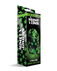 Stoner Vibes Bondage Wrist Cuffs Glow in the Dark Cannabis Design Adjustable Buckle for Secure BDSM Restraint