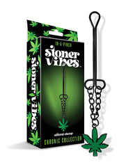 Stoner Vibes Clitoral Clamp adjustable chain cannabis charm for targeted clitoral stimulation and sensual bondage play