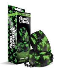 Stoner Vibes Bondage Restraints Glow in the Dark Cannabis Print Adjustable Buckle for Secure BDSM Play