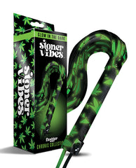 Stoner Vibes Bondage Flogger Glow in the Dark Cannabis Faux Leather Strands for Sensory Play