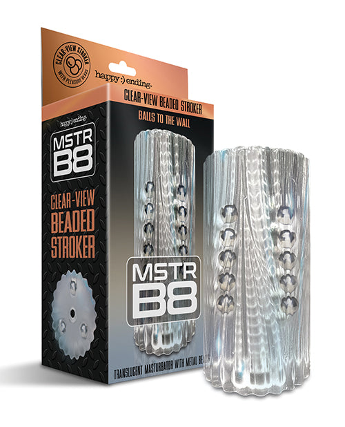 MSTR B8 Masturbator Clear View Beaded Design Metal Beads for Intense Solo Stimulation