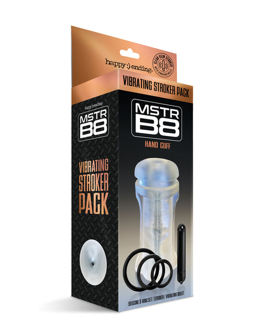 Happy Ending Vibrating Stroker Pack with Waterproof Bullet and Silicone C-Rings for Intense Solo Pleasure