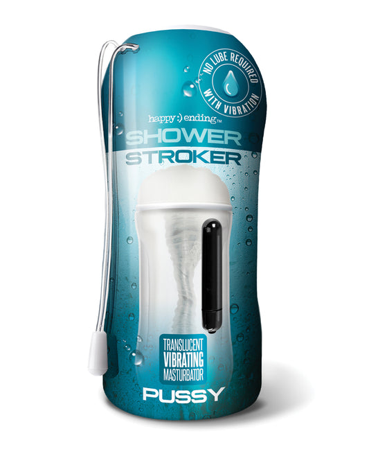 Happy Ending Dolls & Masturbators Vibrating Shower Stroker with Squeezable Cup and Bullet Vibe for Intense Solo Stimulation