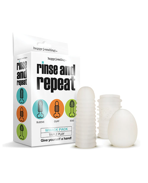 Happy Ending Masturbator Set Three Stroker Styles Super Stretchy Waterproof Design for Realistic Male Pleasure