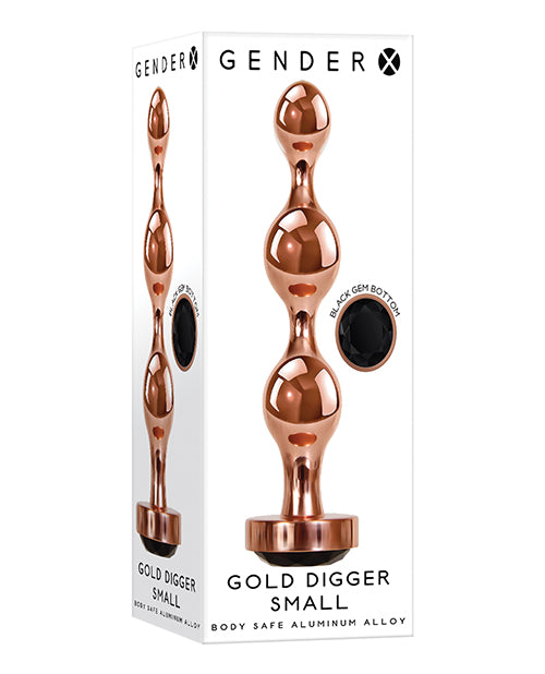 Gender X Metal Anal Plug with Rose Gold Finish and Black Gem Base for Enhanced Sensation