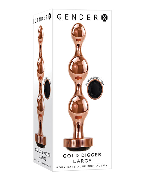 Gender X Anal Plug Rose Gold Beaded Design Black Gem Base for Sensation Play and Secure Comfort