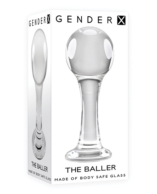 Gender X Anal Plug Clear Glass Round Ball with Generous Base for Sensual Temperature Play