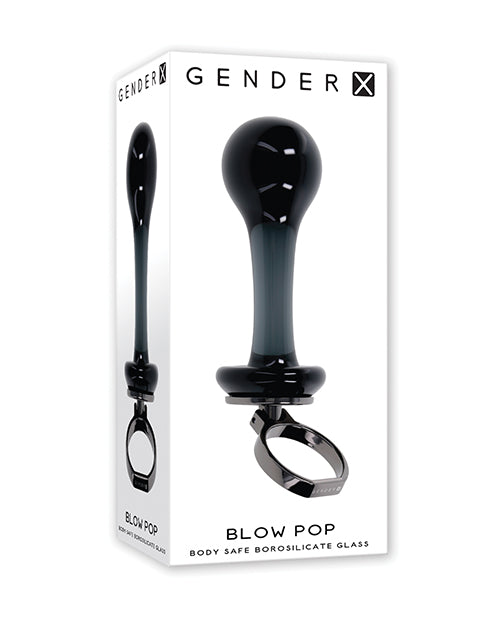 Gender X Anal Plug Smooth Black Glass with Finger Ring Handle for Comfortable Anal Play