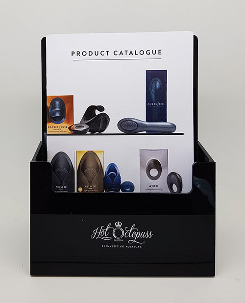 Hot Octopuss Plexiglass Info Booklet Holder with Black Finish and Open-Front Design for Organized Display