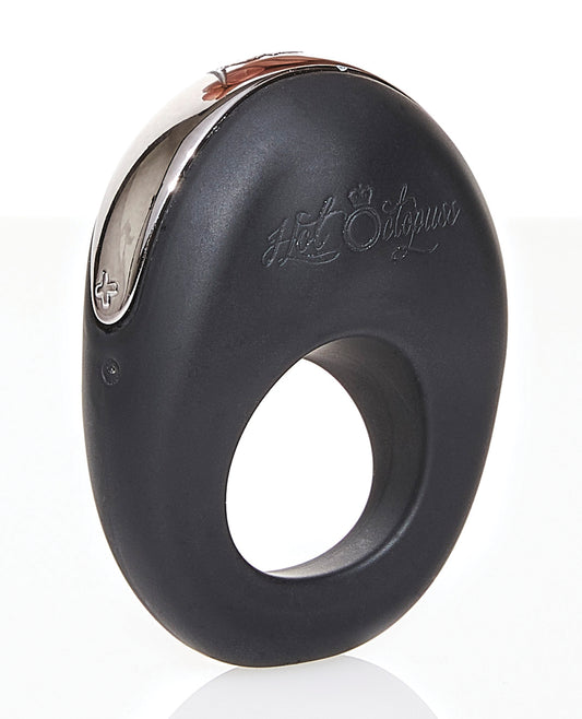Hot Octopuss Atom Black Vibrating Cock Ring with Large Contact Area