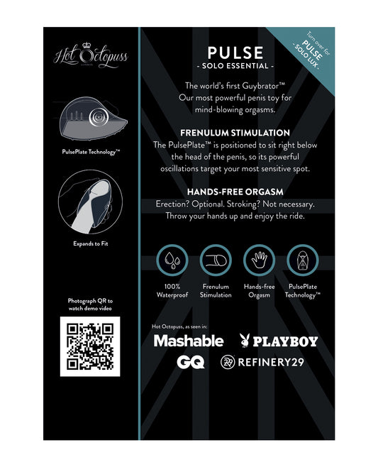 Hot Octopuss Info Card for Pulse Solo and Solo Lux with Key Features and Specifications for Product Reference