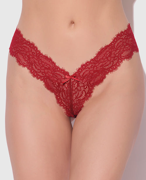 Lana Sheer Lace V-Thong - Red MD