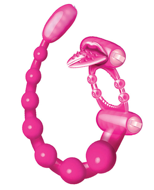 Wet Dreams Extreme Scorpion Dual Pleasure Ring with Anal Vibe - Pink