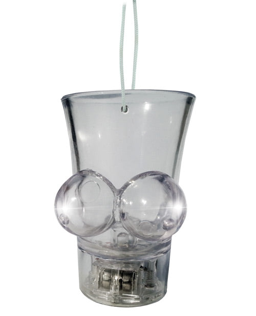 Hott Products shot glass with light-up boobie design and hang string for party entertainment