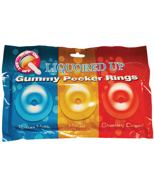 Liquored Up Bachelorette Candy Pecker Gummy Rings with Cocktail Flavors for Fun Party Favors