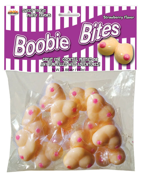 Hott Products Bachelorette Candy Strawberry Flavor Boobie Bites Fun Shape for Party Favors and Laughter