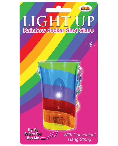Hott Products Bachelorette Shot Glass Light Up Design Rainbow Stripes with Hang String for Party Fun