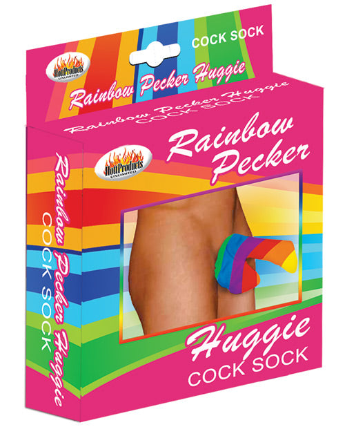 Hott Products Rainbow Pecker Huggie Sock with Colorful Stripes and Stretchy Fit for Playful Novelty Gift