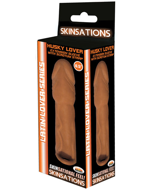Skinsations Penis Enhancement Veined Extension Sleeve with Scrotum Strap for Realistic Added Length