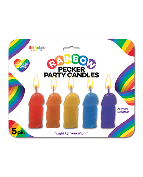 Bachelorette Party Rainbow Pecker Candles Jasmine Scented Assorted Colors 5-Pack for Party Decorations