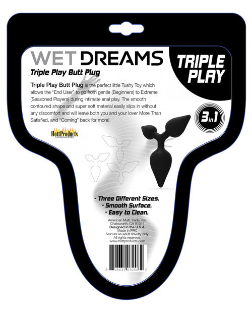 Triple Play Anal Plug with Graduated Sizes and Ultra-Soft TPR