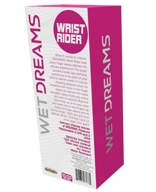 Wet Dreams Wrist Rider Dual Motor Finger Play Sleeve with Wrist Strap – Hot Pink