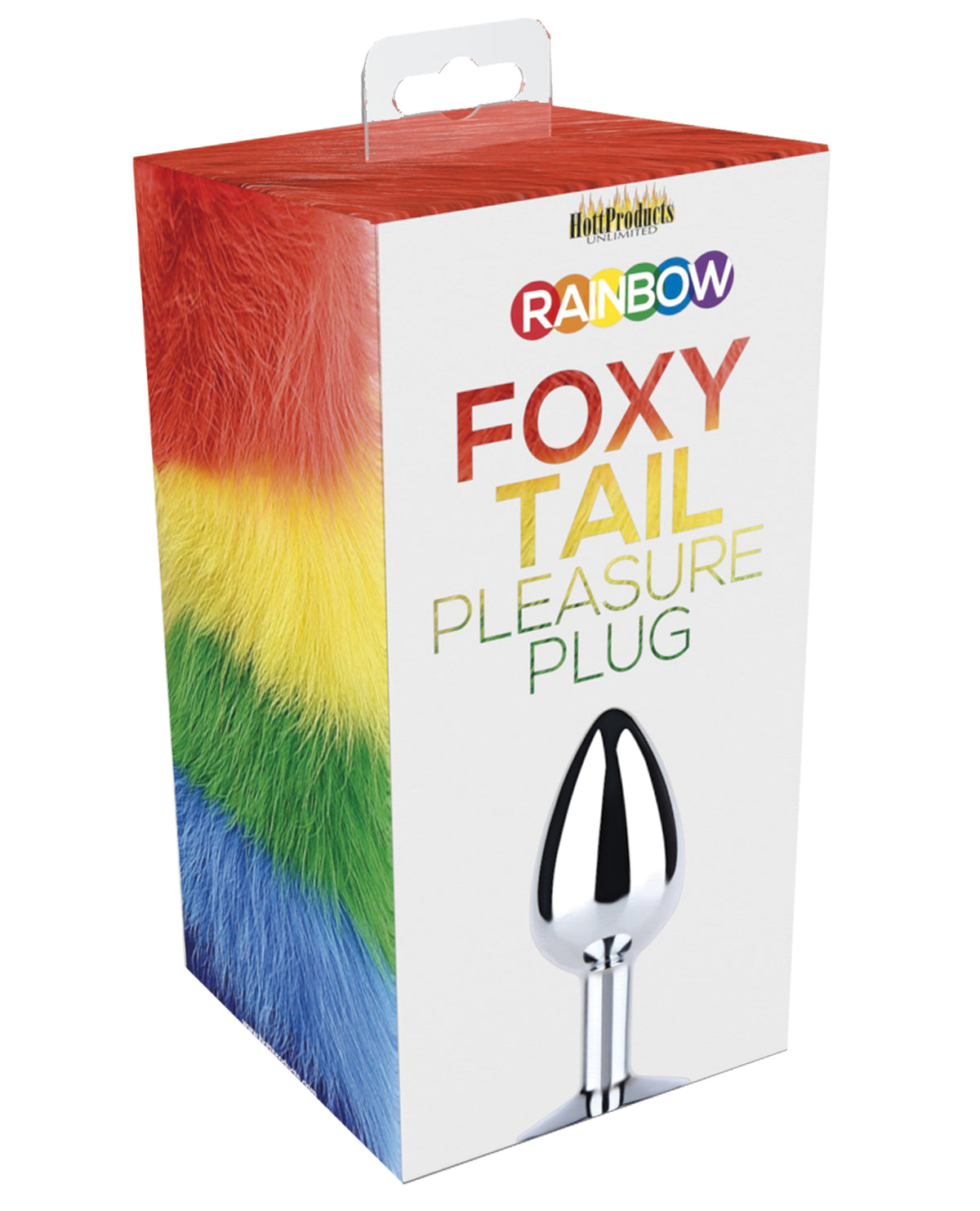 Rainbow Butt Plug Stainless Steel with Ultra-Soft Faux Fur Tail for Colorful Anal Play