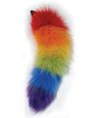 Rainbow Foxy Tail Stainless Steel Butt Plug with Ultra-Soft Rainbow Fur