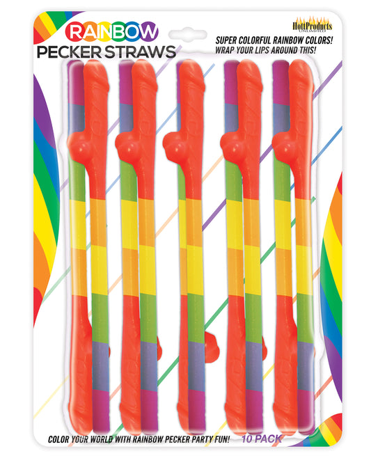 Rainbow Pecker Straws Colorful Novelty Party Straws Durable Plastic for Fun Celebration Drinkware