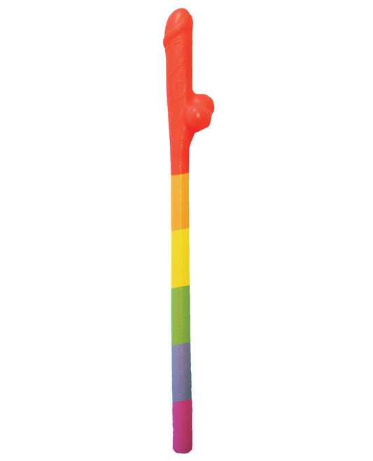 Rainbow Pecker Straws Pack of 10 with Colorful Novelty Design