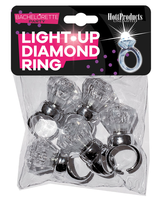 Hott Products Bachelorette Party Light Up Diamond Rings LED 5 Pack for Festive Party Favors