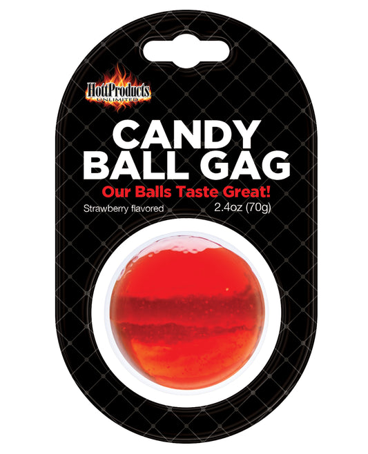 Hott Products Bondage Ball Gag Edible Strawberry Candy with Adjustable Strap for Playful Sensory Restraint