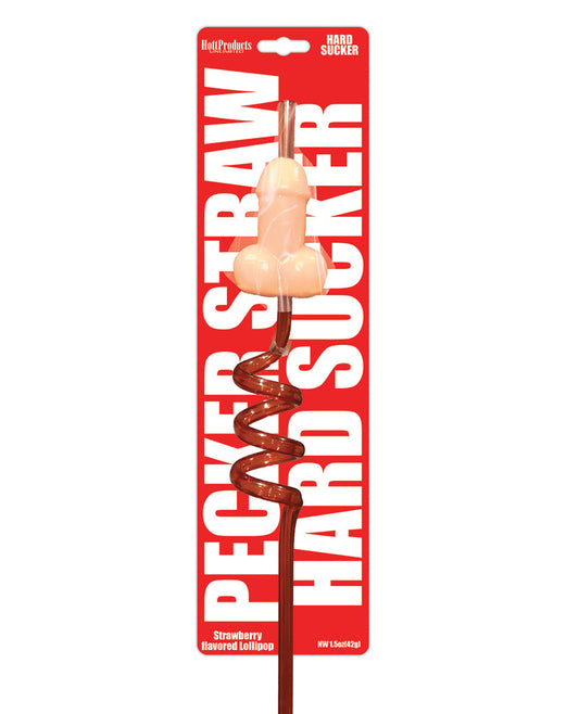 Hott Products Bachelorette Party Straw with Strawberry Flavored Candy Pecker Topper for Fun Novelty Sipping