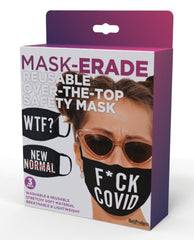 Hott Products novelty face masks pack with bold text designs, washable, reusable for personal safety and self-expression