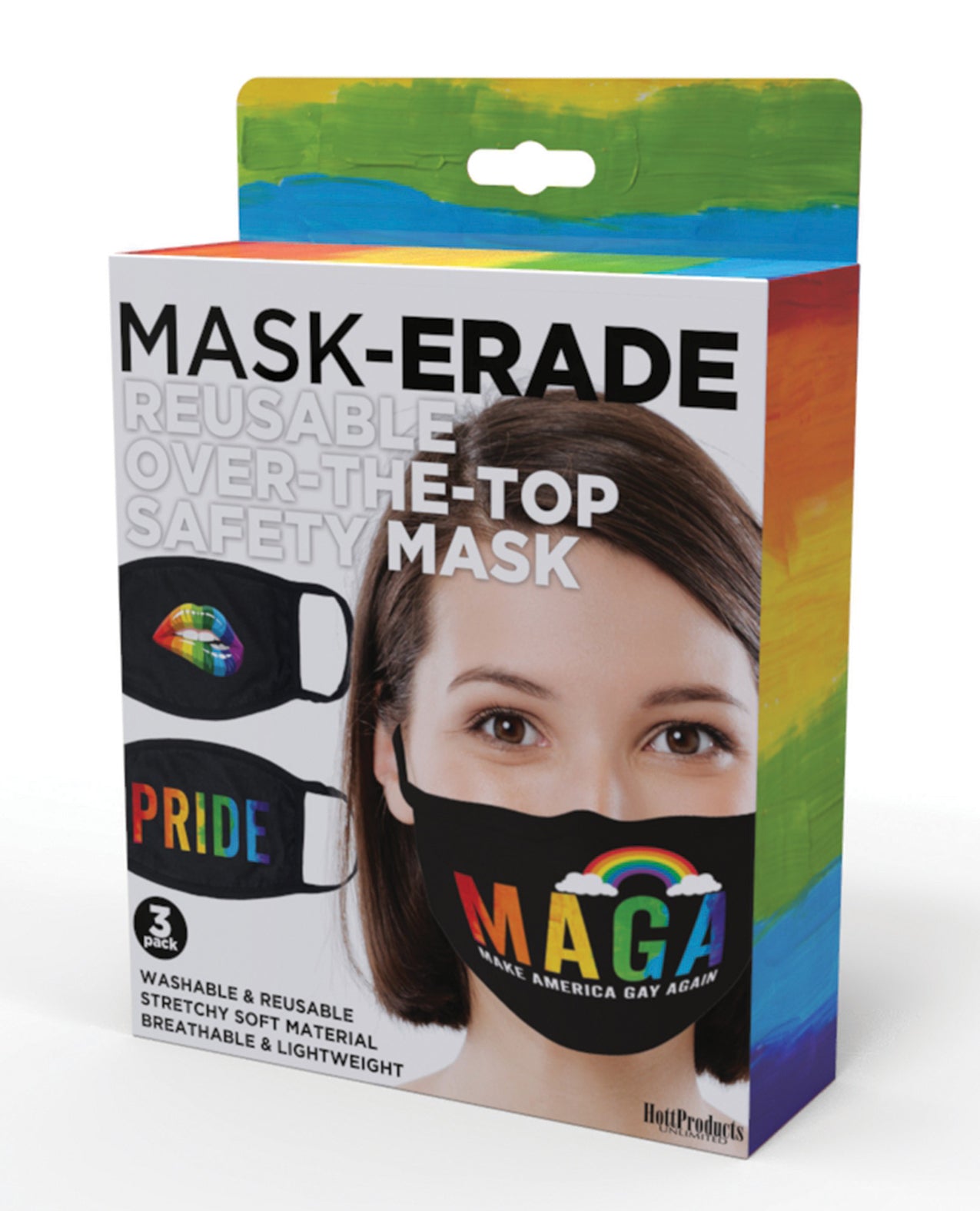 Hott Products Novelties Reusable Face Masks Bold Pride Designs Stretchy Fit for Everyday Protection