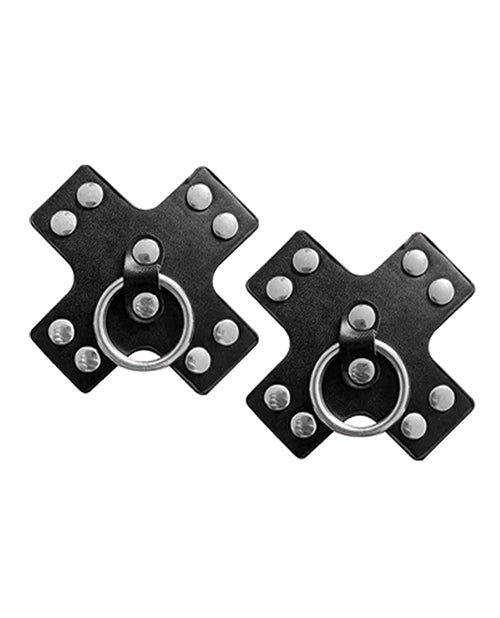 Nipplicious Lingerie Leather Nipple Pasties Decorative Ring in Black for Seductive Intimate Style