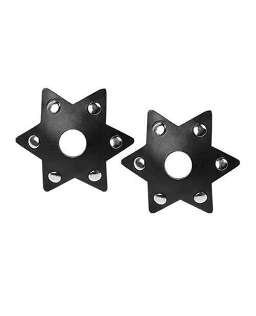 Nipplicious Leather Nipple Pasties with studs and open nipple detail for distinctive lingerie style