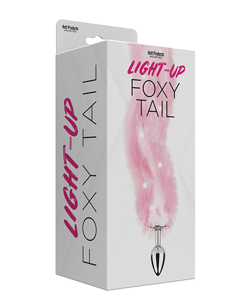 Foxy Tail Anal Plug Pink Light Up Faux Fur LED Tail for Sensory Stimulation and Playful Pleasure
