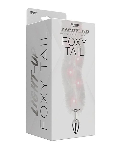 Foxy Tail Anal Plug with White Light Up Faux Fur Tail for Playful Sensory Fun