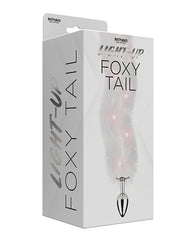 Foxy Tail Anal Plug with White Light Up Faux Fur Tail for Playful Sensory Fun
