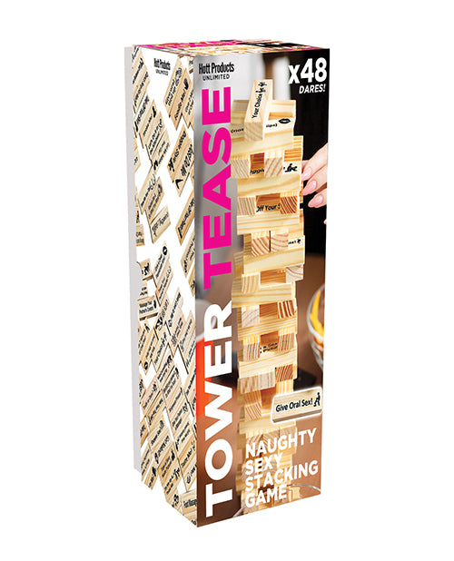 Tower Tease Naughty Sex Game with Assorted Wooden Blocks and Sayings
