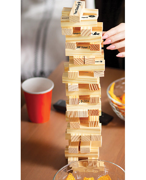 Tower Tease Naughty Sex Game with Assorted Wooden Blocks and Sayings