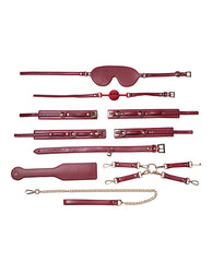 Honey Play Box Bondage Kit Red Passion 8-Piece Set Vegan Faux Leather with Reinforced Paddle for Couples Play