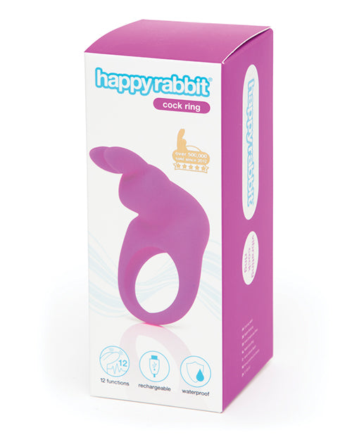 Happy Rabbit Cock Ring silicone 12 vibration modes waterproof rechargeable for shared couple pleasure