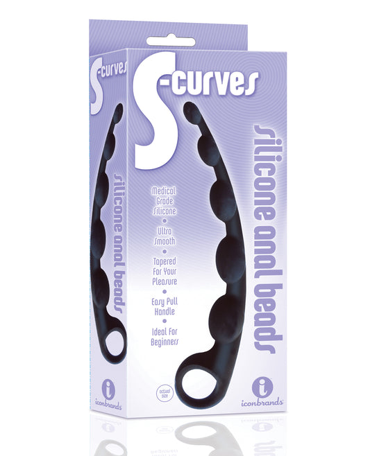 The 9s Anal Beads S-Curved Silicone Extra Long Design with Easy Pull Handle for Comfortable Exploration