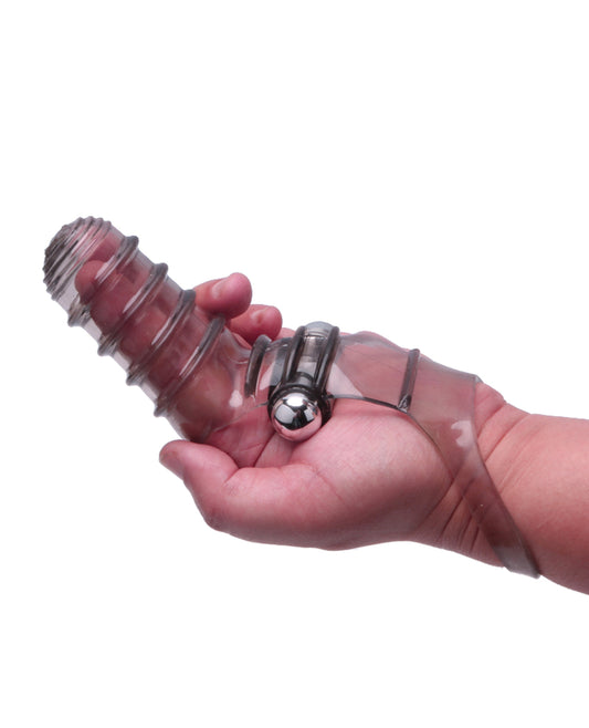 Vibrofinger Grey Ribbed Finger Massager with Dual Stimulation