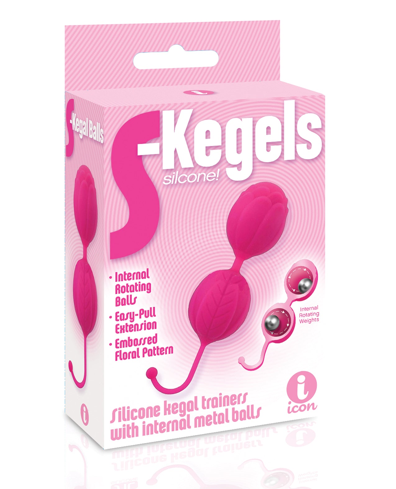 The 9s Silicone Kegel Balls Embossed Floral Pattern Rotating Weights for Pelvic Floor Training